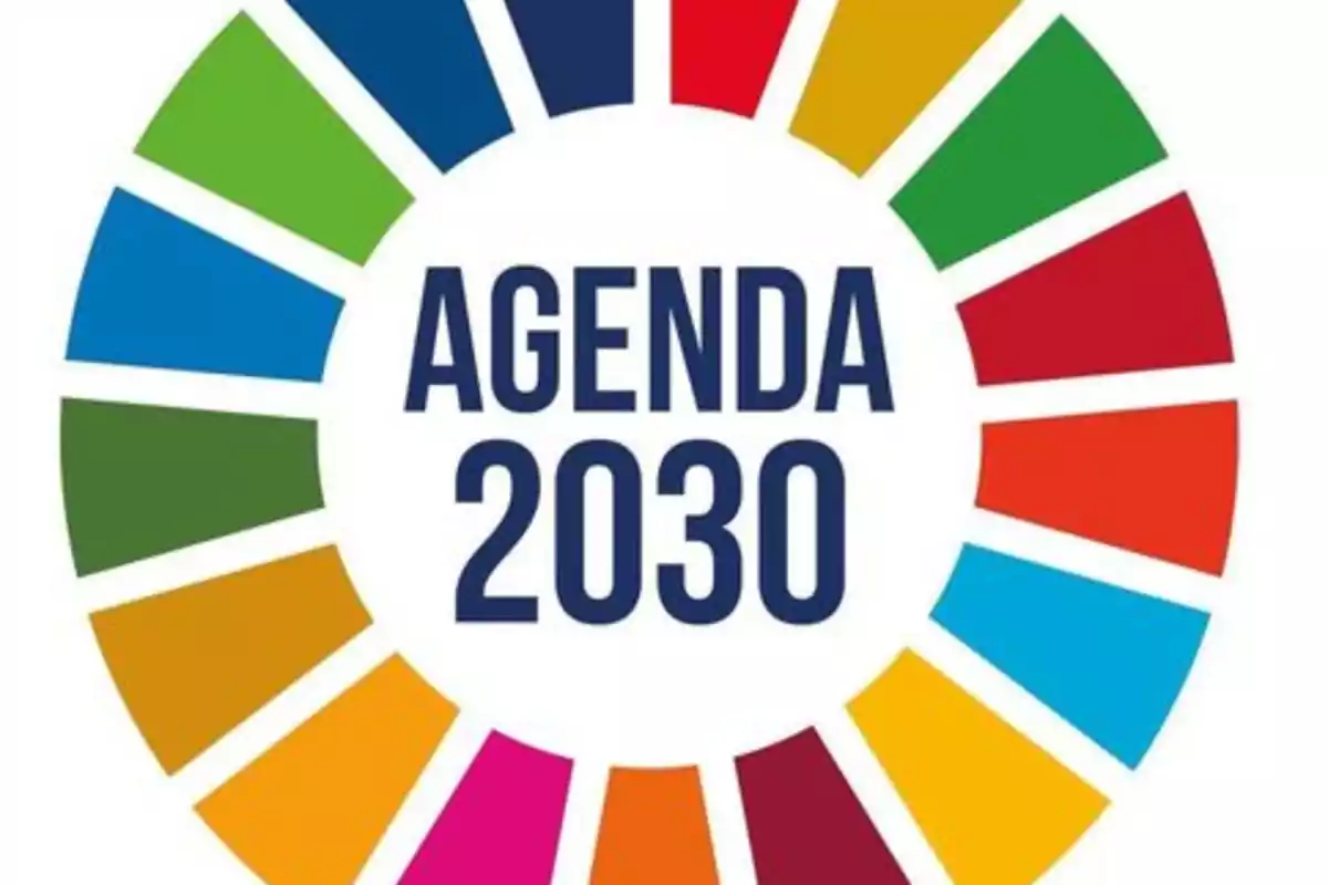 Logo de la Agenda 2030 con un círculo de colores que representa los Objetivos de Desarrollo Sostenible Logo de la Agenda 2030 con un círculo de colores que representa los Objetivos de Desarrollo Sostenible