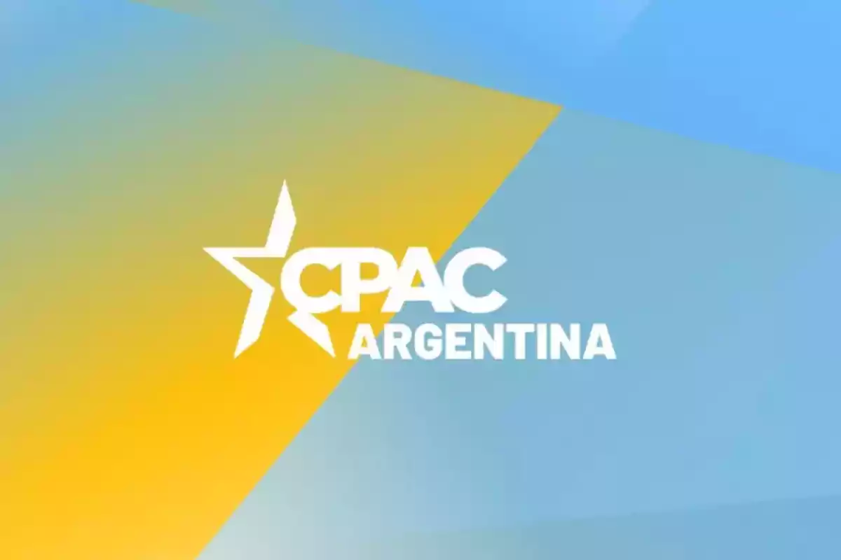 Logo de CPAC Argentina con fondo de colores azul y amarillo.