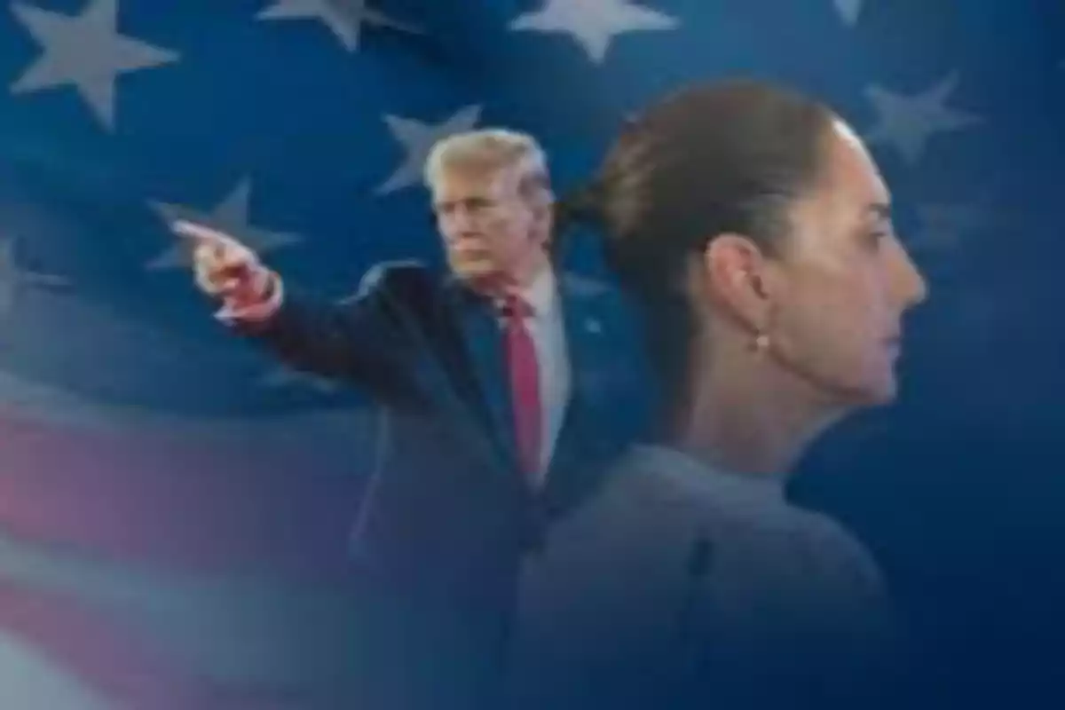 A person in profile and another pointing forward with a background of stars.