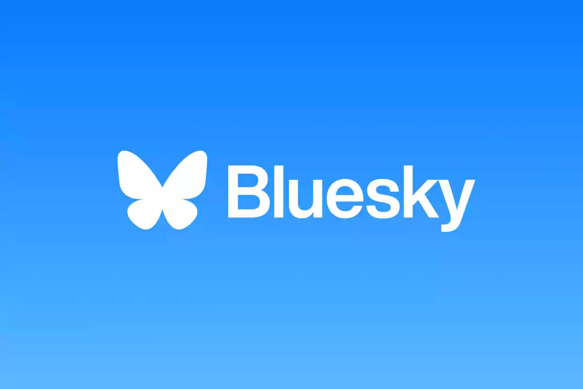 Bluesky logo with a white butterfly on a gradient blue background Bluesky logo with a white butterfly on a gradient blue background