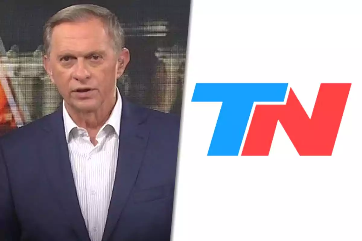 A man in a dark suit and white jersey appears next to the TN logo in blue and red colors.