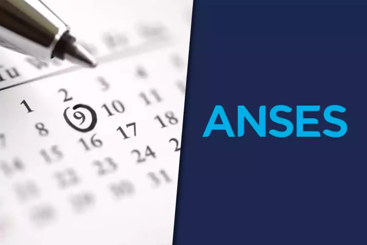 Un calendario con un día marcado junto al logo de ANSES.