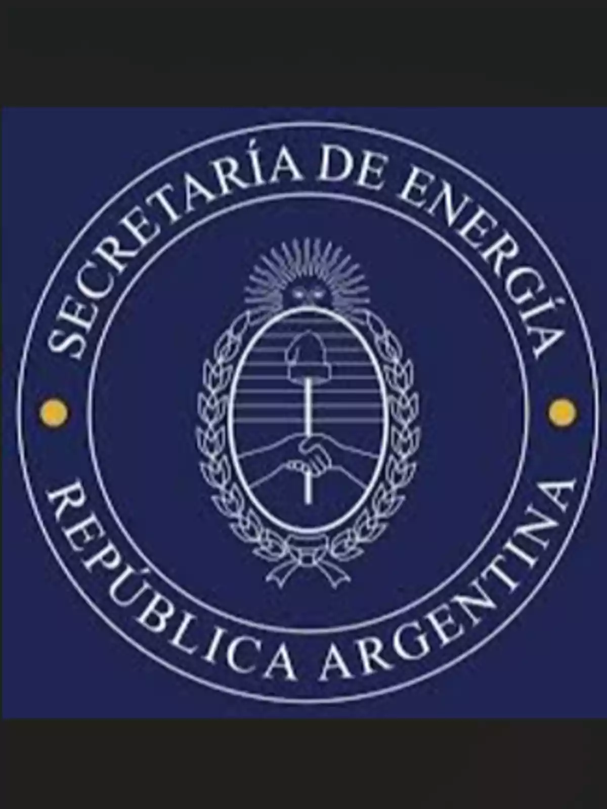 Sello de la Secretaría de Energía de la República Argentina con el escudo nacional en el centro. Sello de la Secretaría de Energía de la República Argentina con el escudo nacional en el centro.