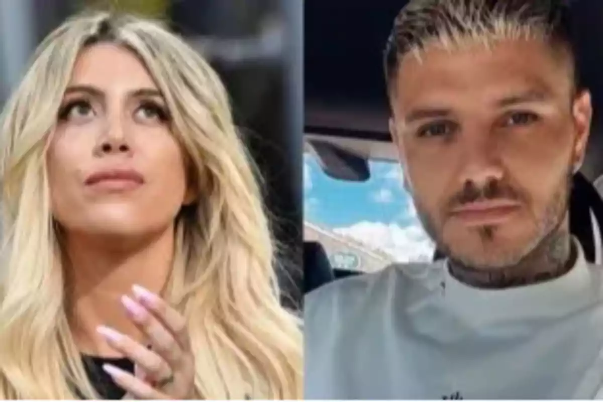 Two people in a split image, a woman with blonde hair on the left and a man with a beard and short hair on the right.
