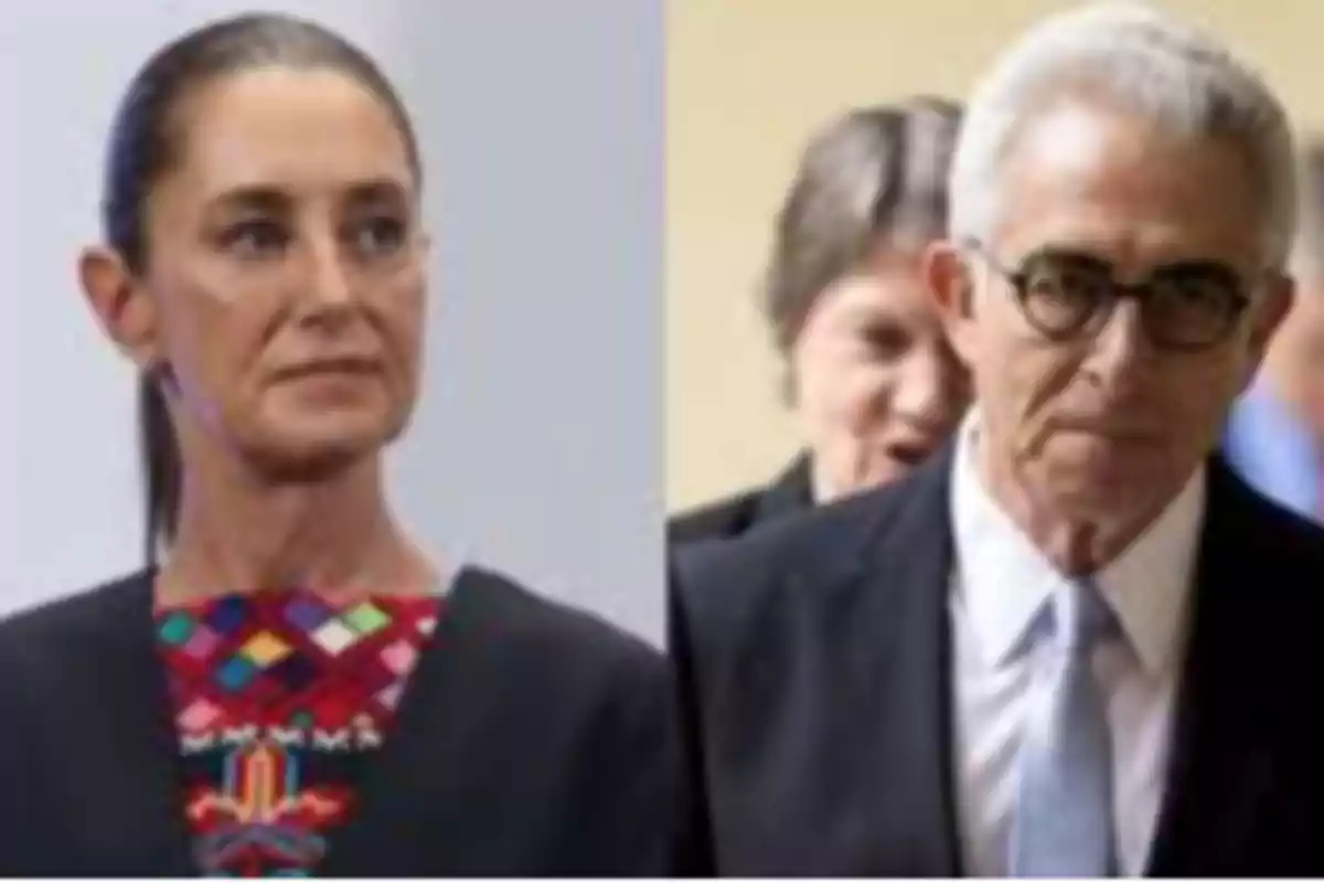 Dos personas en una imagen dividida, una mujer a la izquierda con cabello recogido y un hombre a la derecha con gafas y traje.