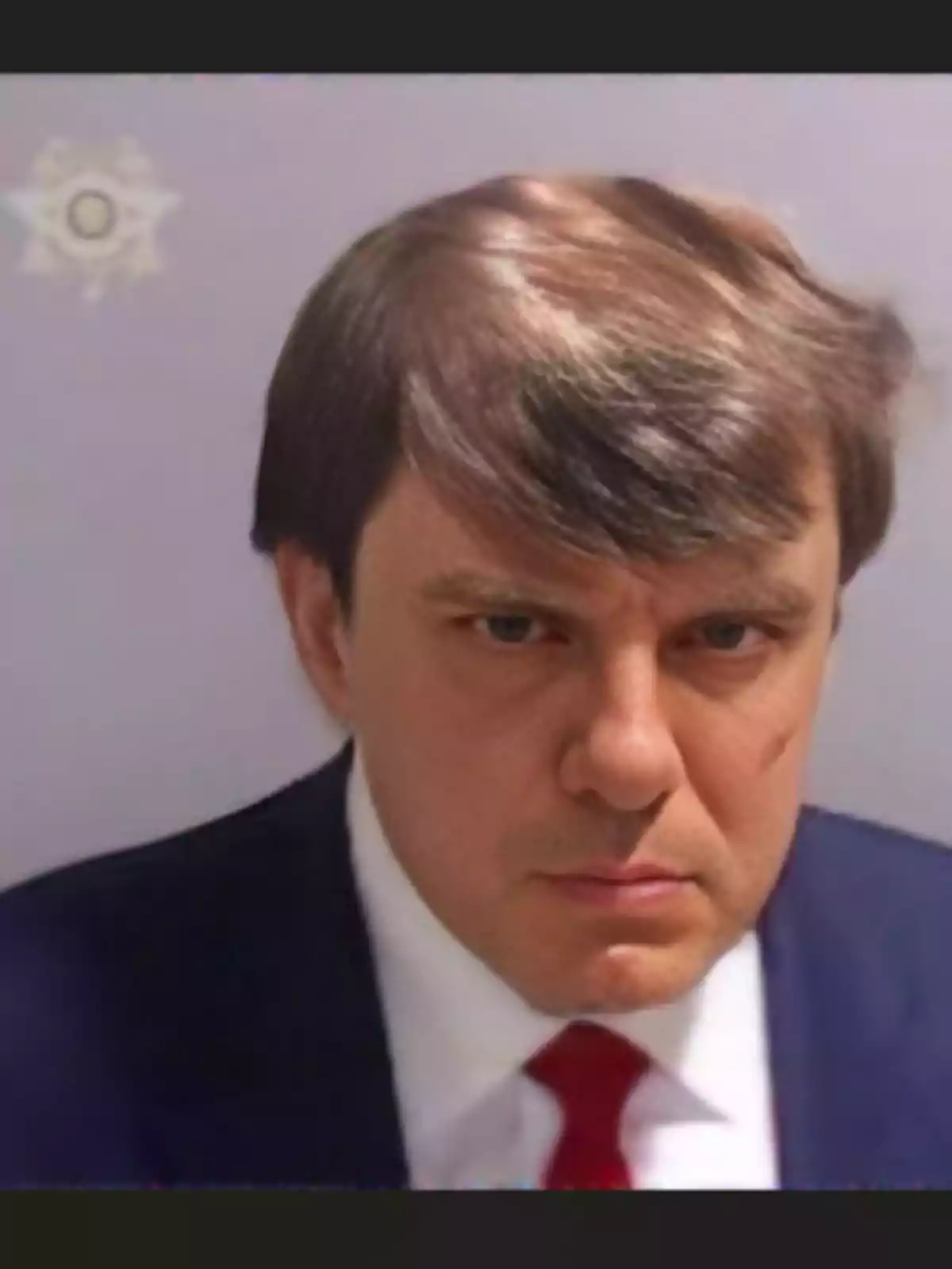 Hombre de cabello castaño con expresión seria vistiendo traje oscuro, camisa blanca y corbata roja frente a un fondo claro Hombre de cabello castaño con expresión seria vistiendo traje oscuro, camisa blanca y corbata roja frente a un fondo claro