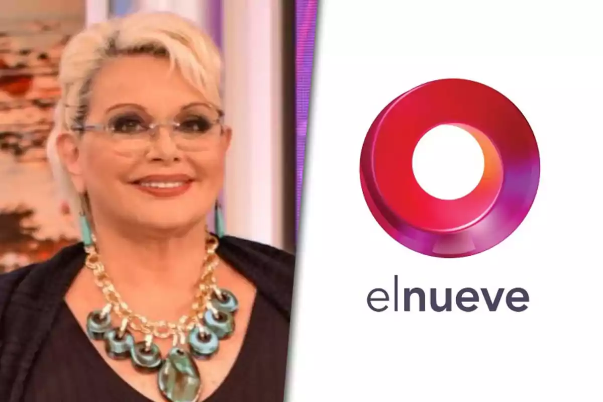 Una persona con cabello rubio y gafas sonríe junto al logotipo de un canal de televisión llamado "elnueve".