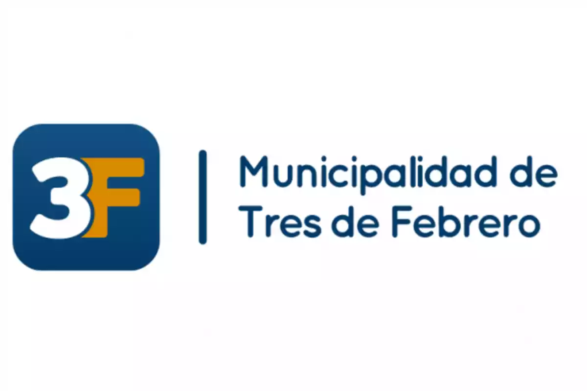 Logo of the Municipality of Tres de Febrero with the letters 3F in a blue box and text to the right Logo of the Municipality of Tres de Febrero with the letters 3F in a blue box and text to the right