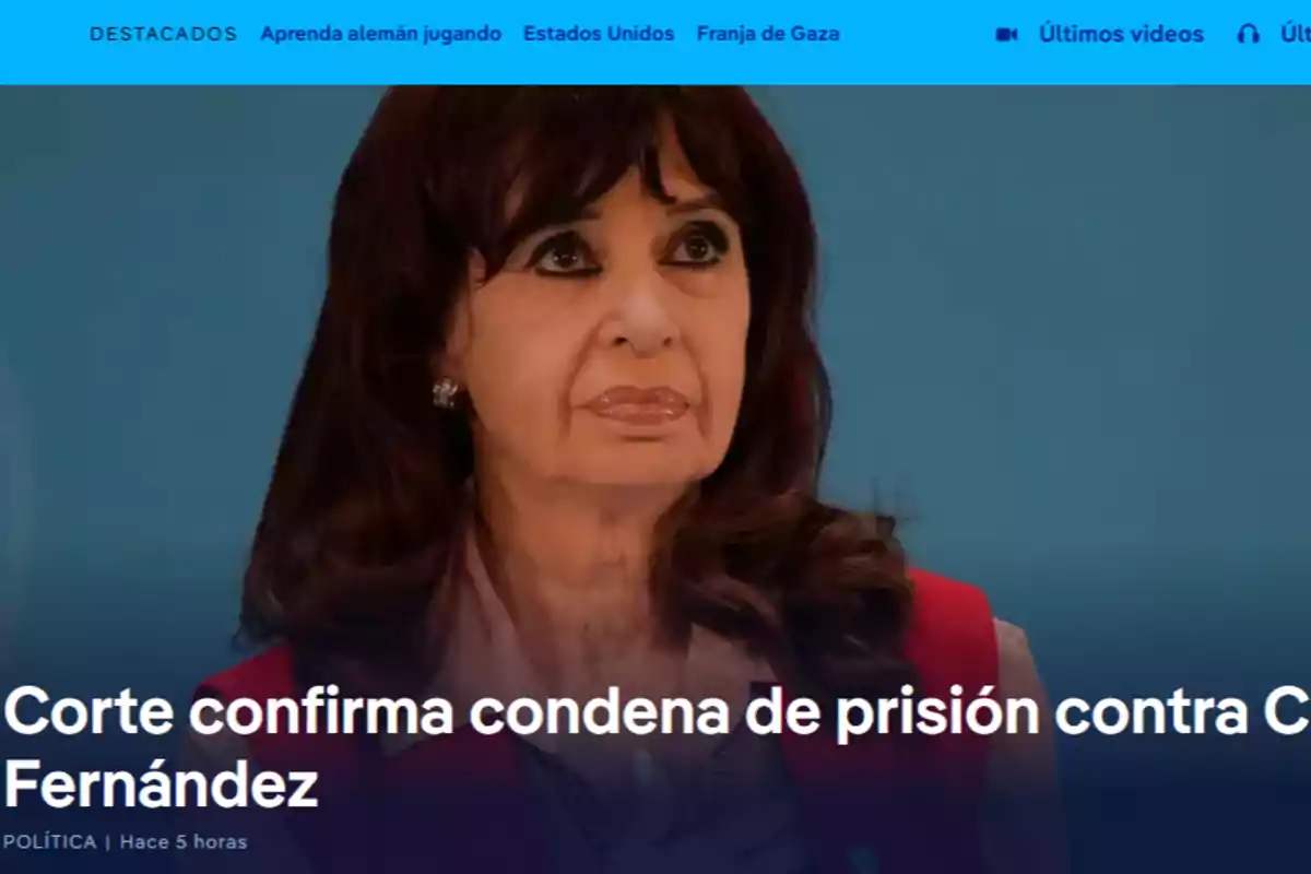 Dark-haired woman with a serious expression against a blue background with a news headline about a prison sentence upheld by the court Dark-haired woman with a serious expression against a blue background with a news headline about a prison sentence upheld by the court