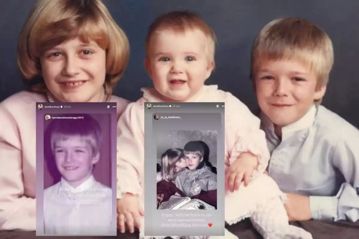 An image of three young children posing together, with two screenshots of Instagram stories overlaid at the bottom. An image of three young children posing together, with two screenshots of Instagram stories overlaid at the bottom.