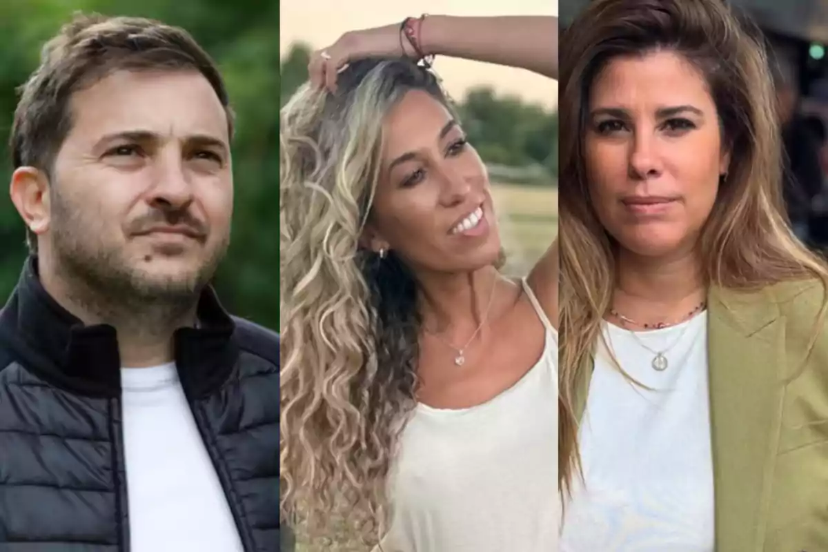 Three people pose in different outdoor settings.