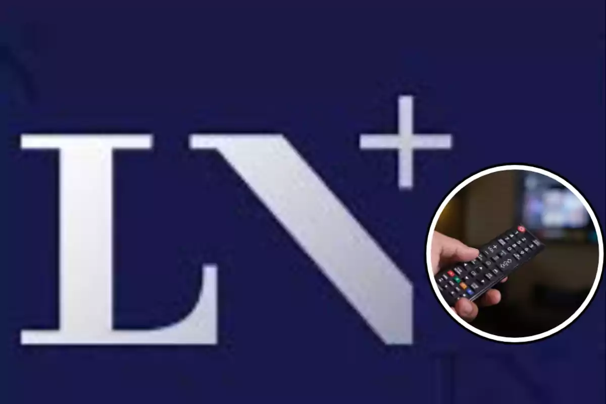 Logo de LN+ con un control remoto en un círculo en la esquina inferior derecha.