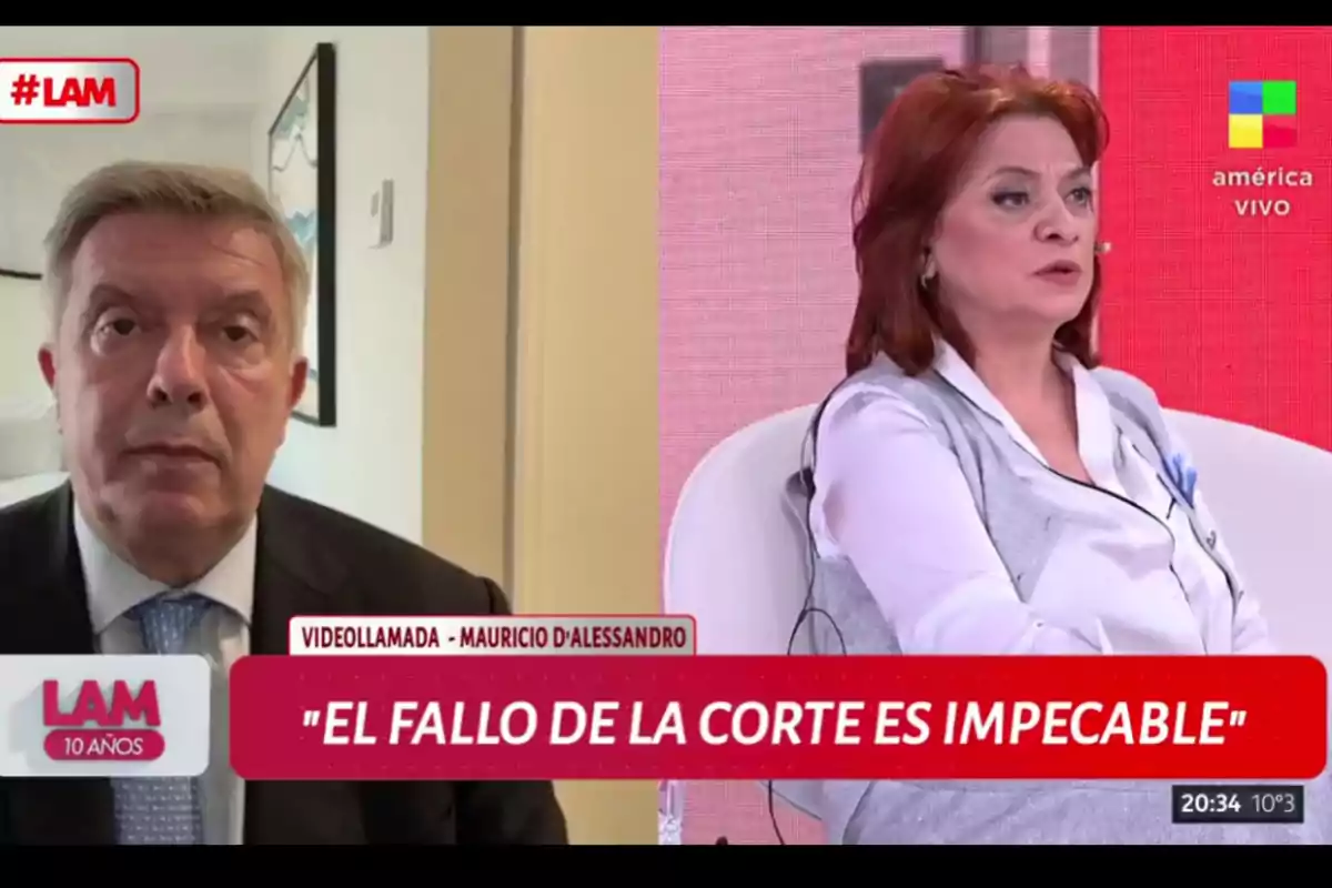 Two people are participating in a TV show called LAM; one of them appears via video call and the other is in the studio, with an on-screen graphic that says The court’s ruling is flawless. Two people are participating in a TV show called LAM; one of them appears via video call and the other is in the studio, with an on-screen graphic that says The court’s ruling is flawless.