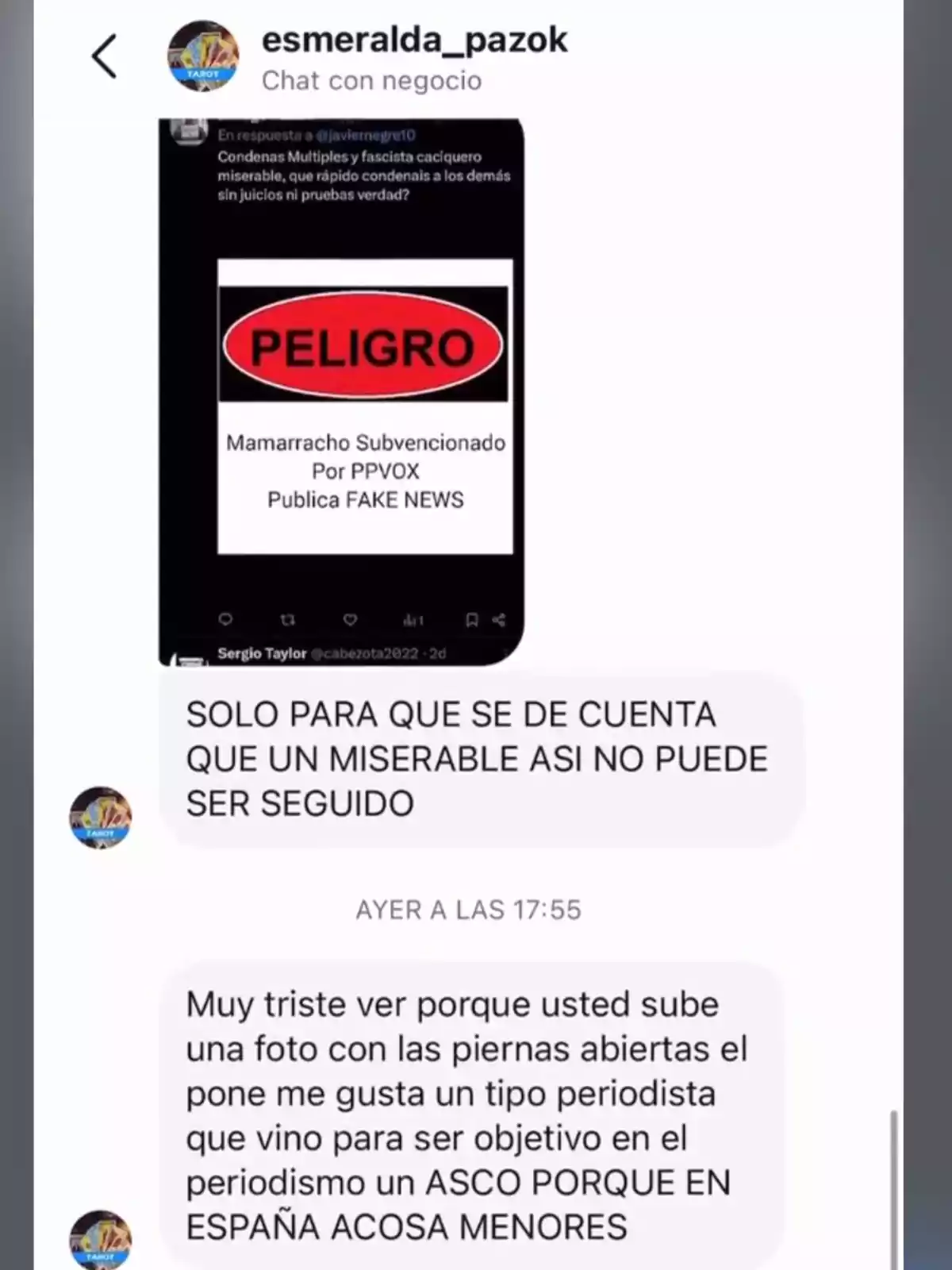 El perfil falso que atacó a Javier Negre