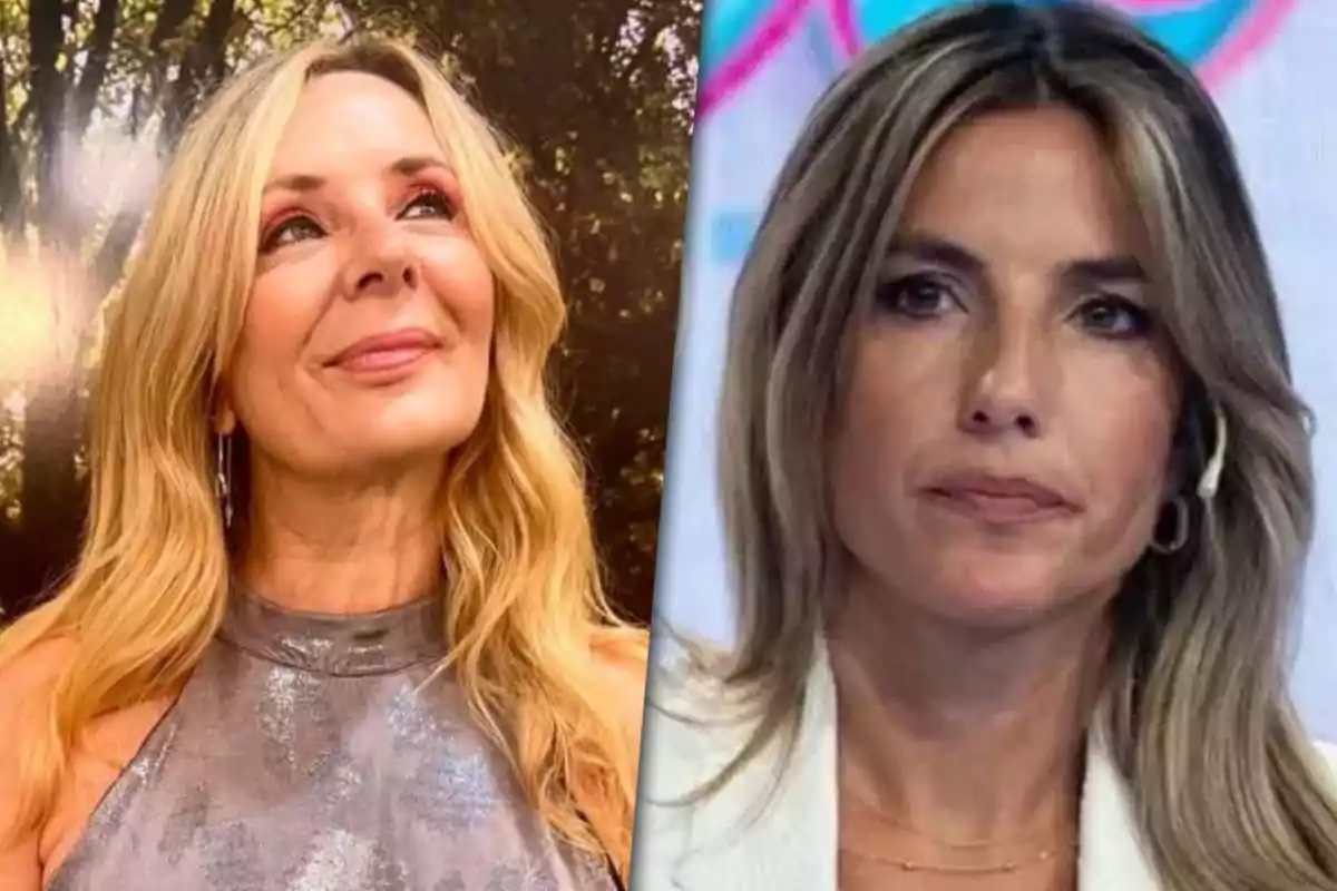 Dos mujeres con cabello rubio, una con fondo de naturaleza y otra en un entorno de estudio.