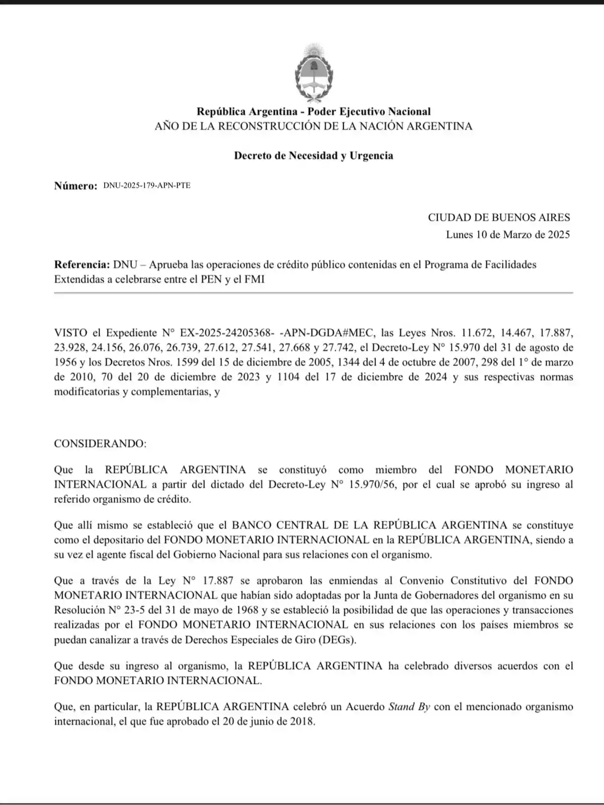 Documento oficial de la República Argentina titulado 