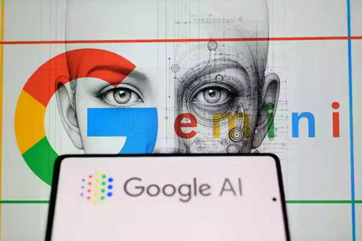The image shows a graphic design with the Google logo and the word The image shows a graphic design with the Google logo and the word