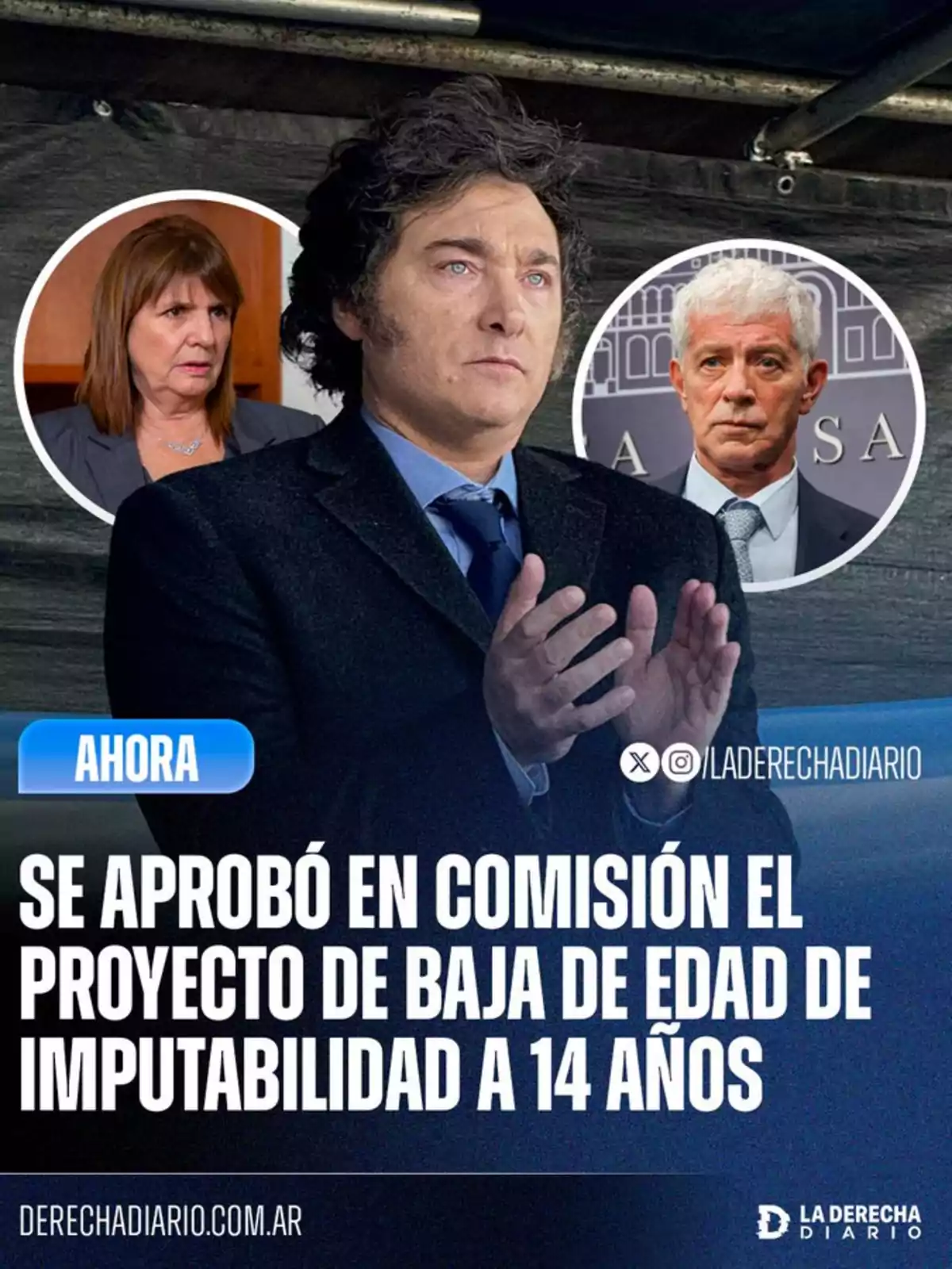 The image shows three people with a text informing about the committee approval of a project to reduce the age of criminal responsibility to 14 years. The image shows three people with a text informing about the committee approval of a project to reduce the age of criminal responsibility to 14 years.