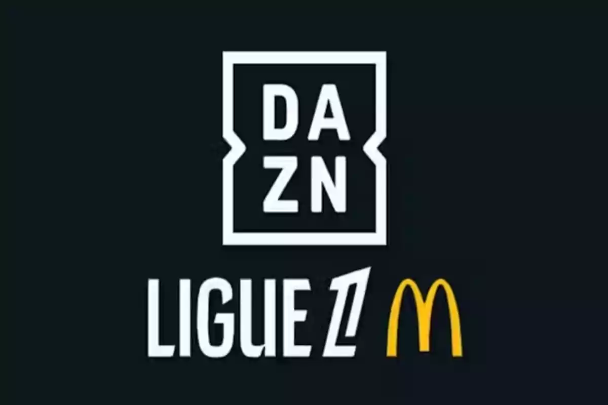 DAZN and Ligue 1 logo with the McDonald's symbol.