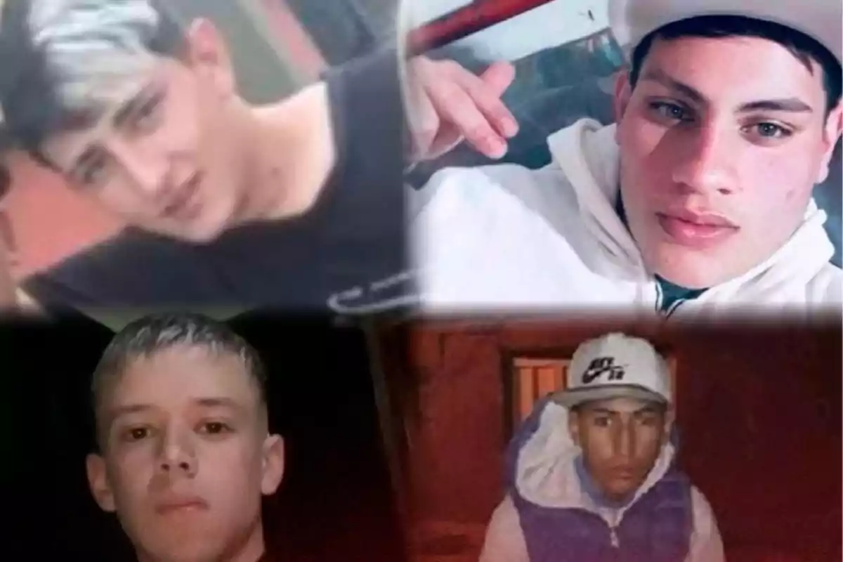Cuatro jóvenes posan en diferentes fotografías agrupadas en un solo collage