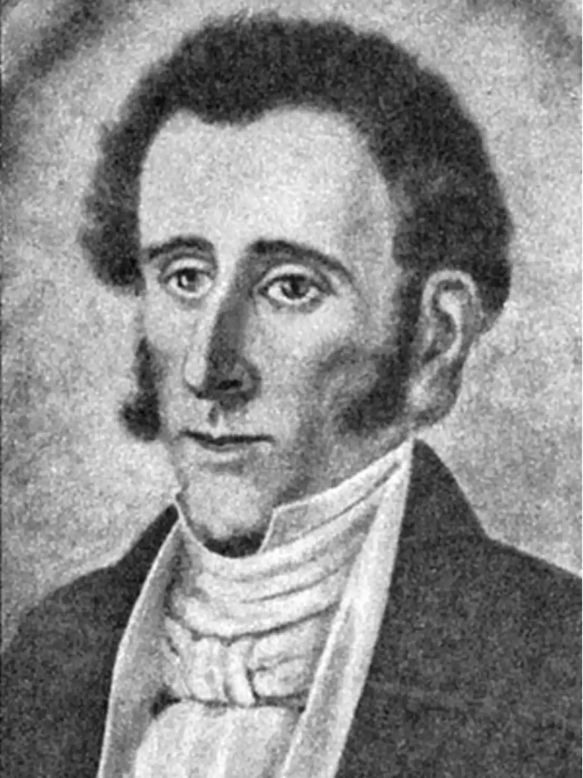 Retrato en blanco y negro de un hombre con patillas prominentes y vestimenta formal del siglo XIX. Retrato en blanco y negro de un hombre con patillas prominentes y vestimenta formal del siglo XIX.