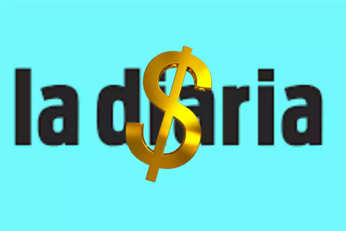 Text "la diaria" in black on a light blue background with a gold dollar symbol superimposed.