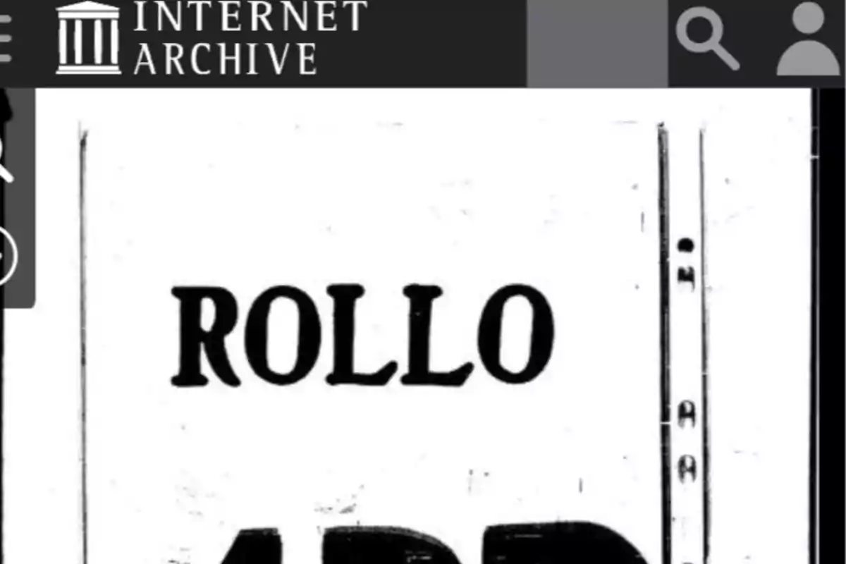 Screenshot of the Internet Archive homepage showing a document titled ROLLO Screenshot of the Internet Archive homepage showing a document titled ROLLO