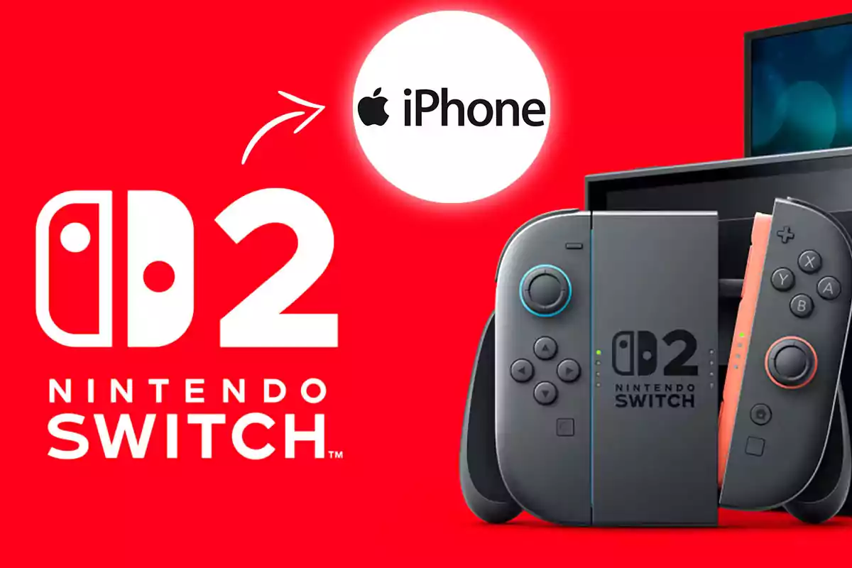 Imagen de un diseño conceptual que combina elementos de Nintendo Switch 2 y un iPhone.