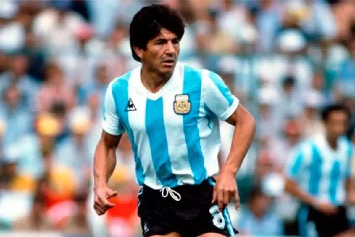 A player wearing the Argentina jersey on the field. A player wearing the Argentina jersey on the field.