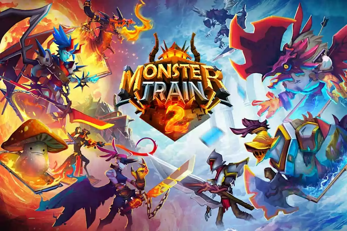 The image shows a colorful and dynamic illustration of a video game titled The image shows a colorful and dynamic illustration of a video game titled