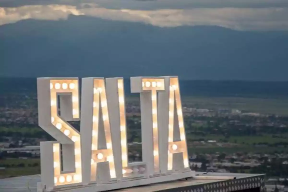 Illuminated sign with the word Illuminated sign with the word