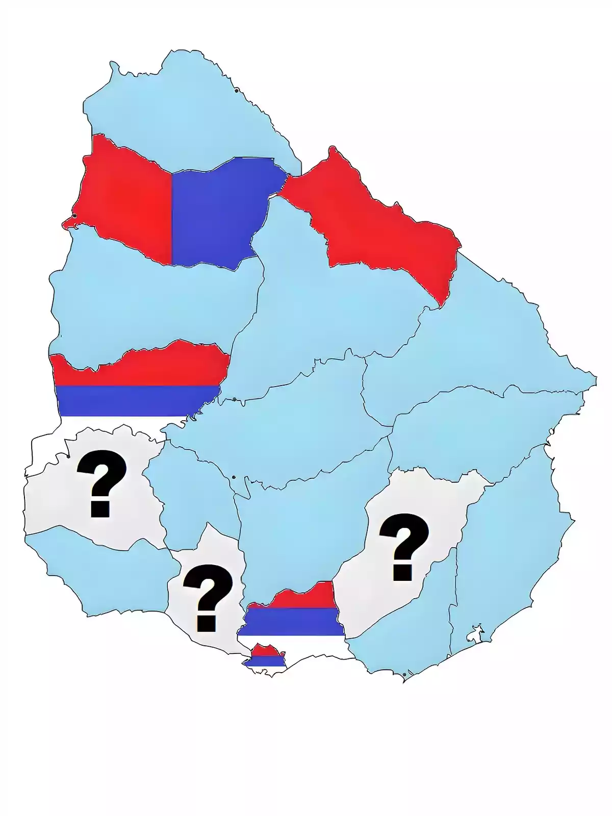 Mapa de una región con áreas coloreadas en rojo y azul sobre un fondo azul claro. Mapa de una región con áreas coloreadas en rojo y azul sobre un fondo azul claro.