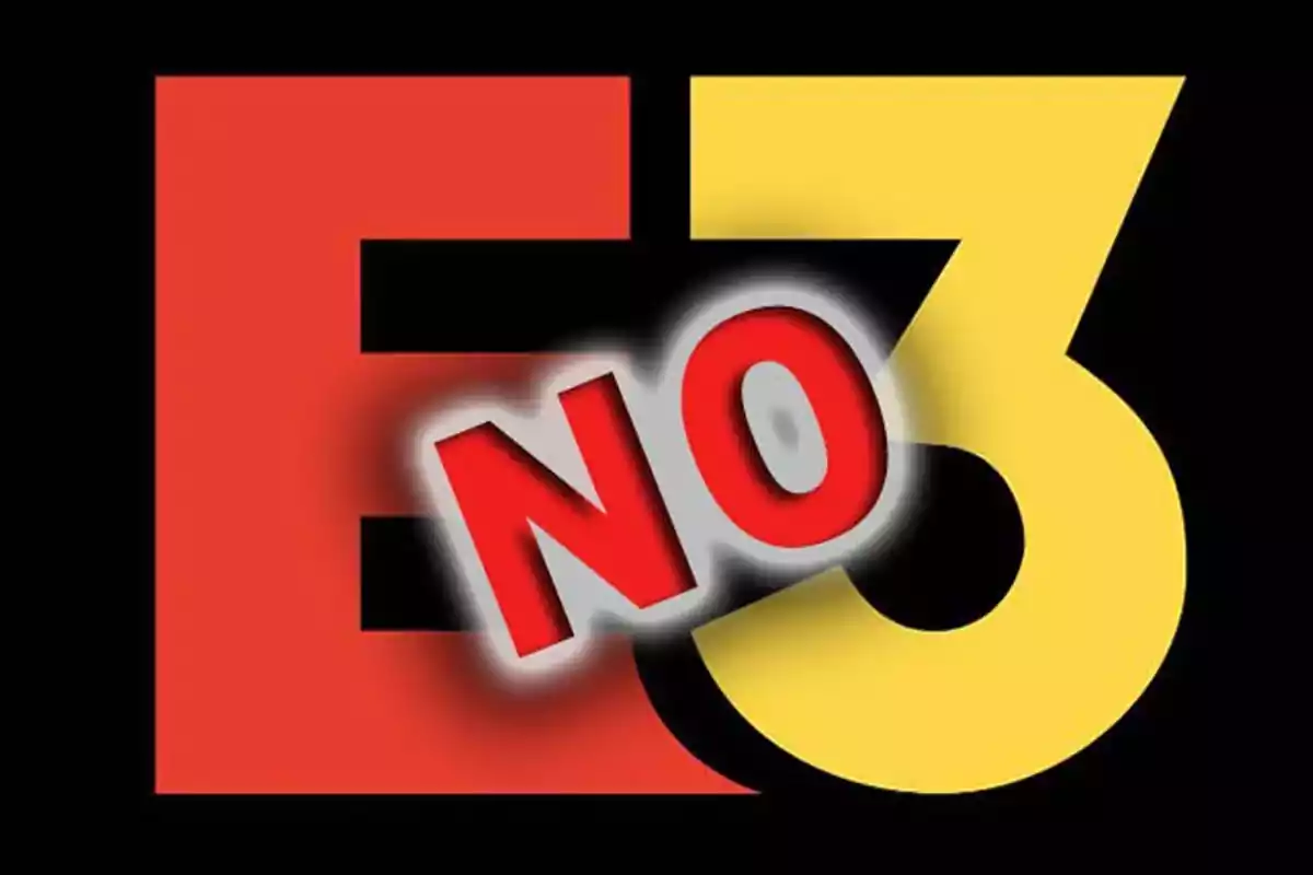 E3 logo in red and yellow colors with the word NO in red letters overlaid in the center E3 logo in red and yellow colors with the word NO in red letters overlaid in the center