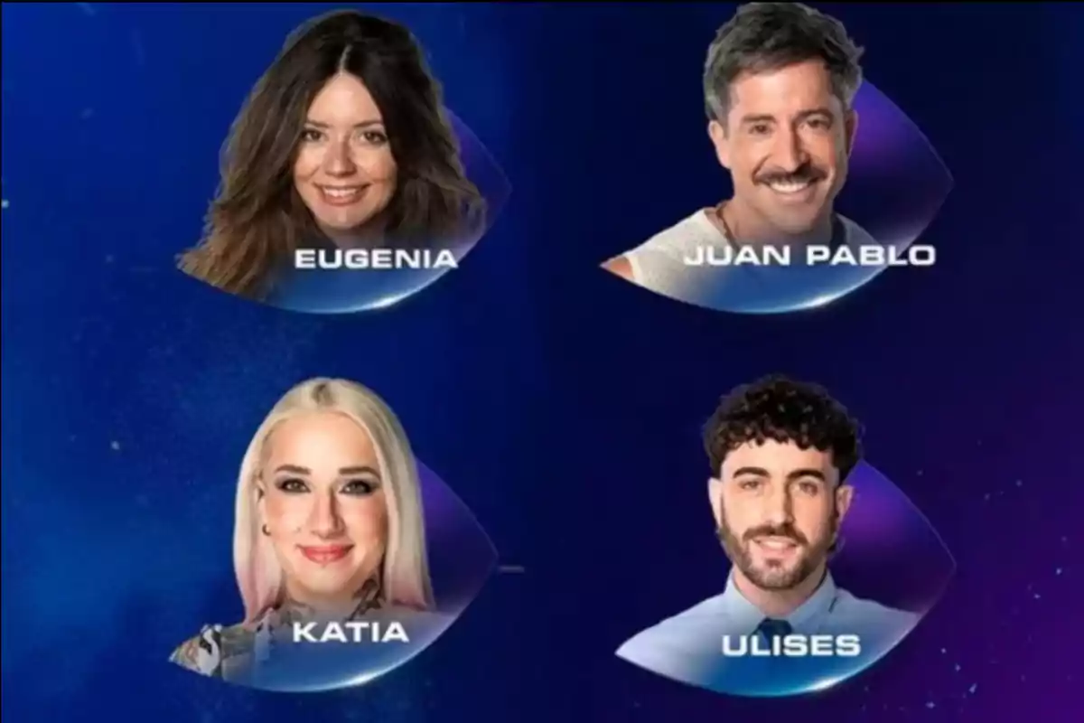Cuatro personas con fondo azul y sus nombres: Eugenia, Juan Pablo, Katia y Ulises Cuatro personas con fondo azul y sus nombres: Eugenia, Juan Pablo, Katia y Ulises