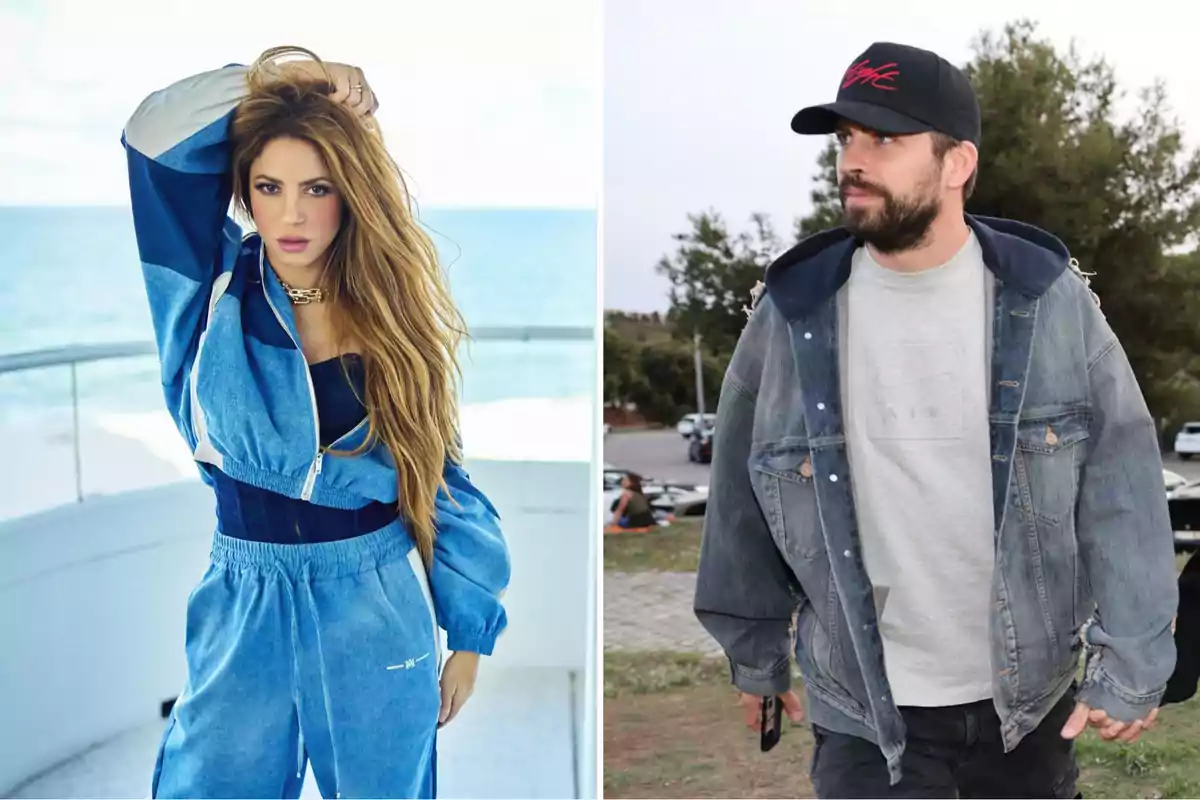 Dos personas en imágenes separadas; la persona a la izquierda lleva un conjunto deportivo azul y está en un entorno al aire libre con el mar de fondo, mientras que la persona a la derecha viste una chaqueta de mezclilla y gorra, caminando en un área con árboles y autos estacionados.