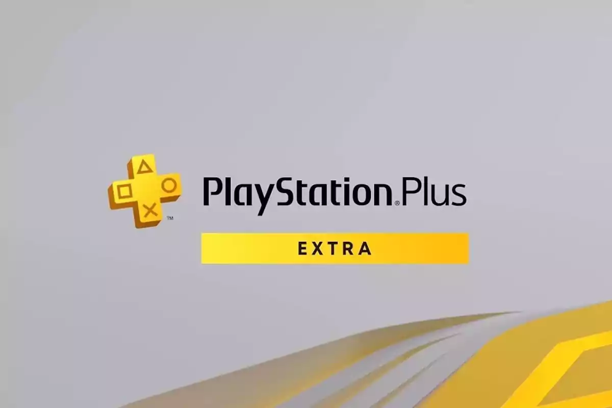 PlayStation Plus Extra logo with gray background and yellow details. PlayStation Plus Extra logo with gray background and yellow details.
