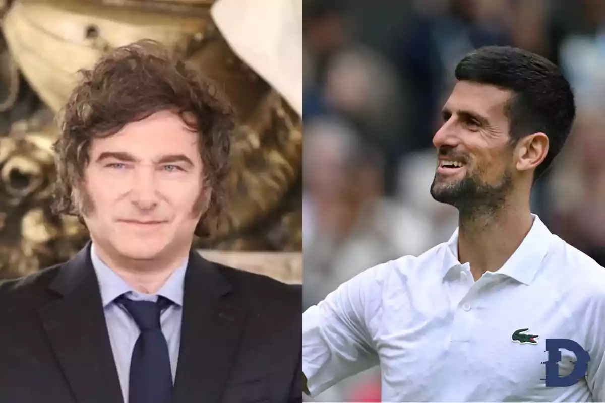 Dos hombres en una imagen dividida, uno con traje y corbata y el otro con camiseta deportiva blanca, ambos sonriendo.