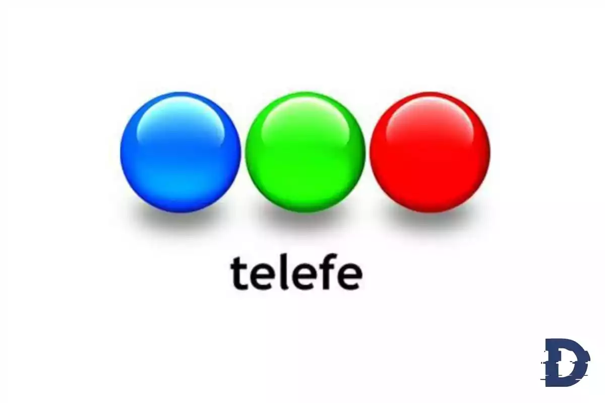 Logo de Telefe con tres esferas de colores azul, verde y rojo.