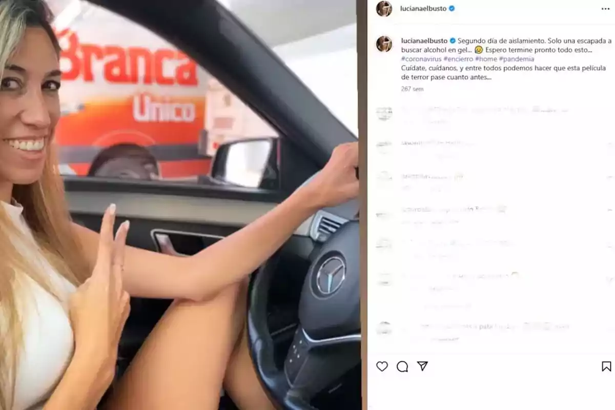 Una persona sonriente está sentada en el asiento del conductor de un automóvil, haciendo un gesto de paz con la mano, mientras que en el fondo se ve un vehículo con el logo de una marca conocida. Una persona sonriente está sentada en el asiento del conductor de un automóvil, haciendo un gesto de paz con la mano, mientras que en el fondo se ve un vehículo con el logo de una marca conocida.
