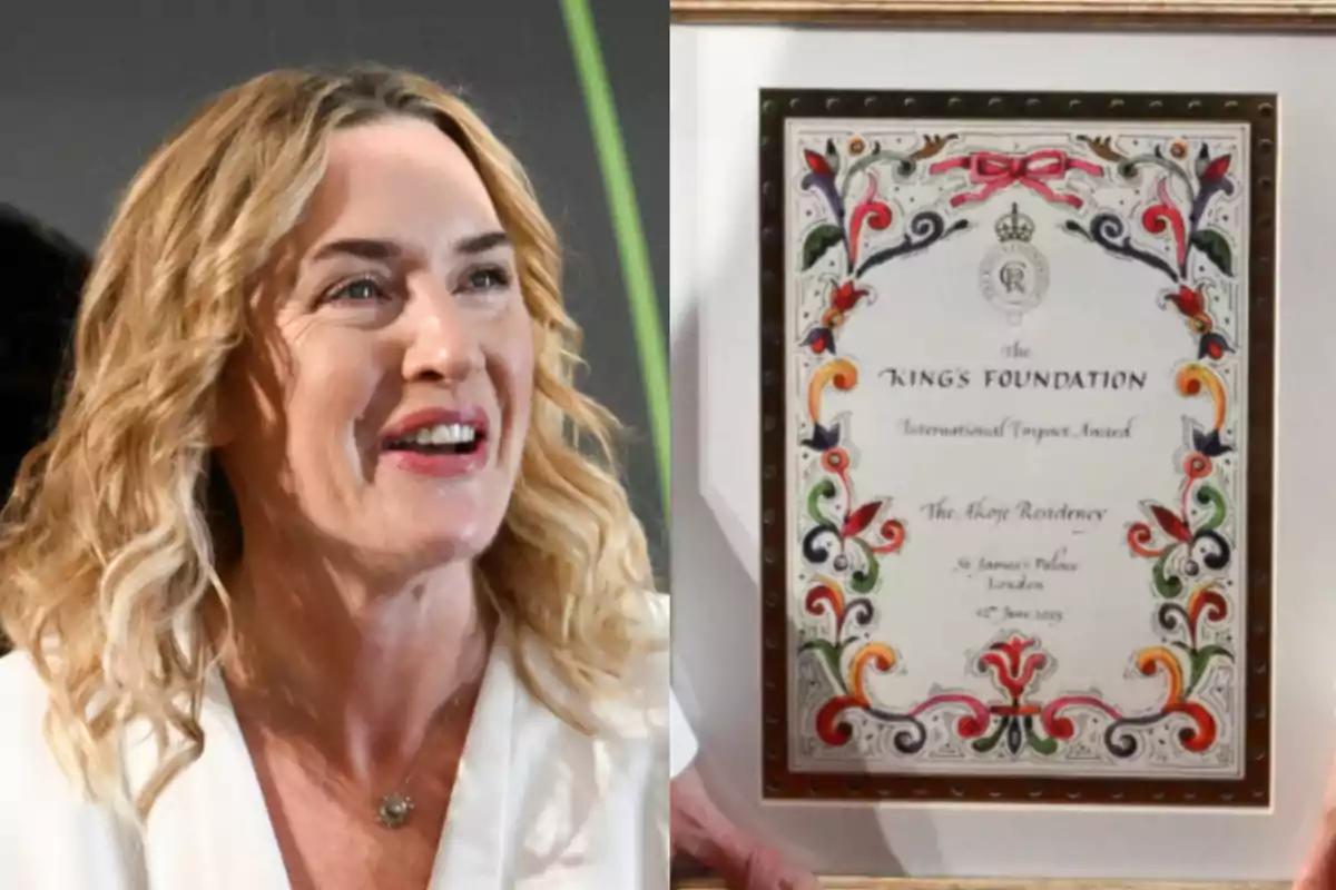 Smiling blonde woman next to a framed diploma decorated with bright colors and floral details Smiling blonde woman next to a framed diploma decorated with bright colors and floral details