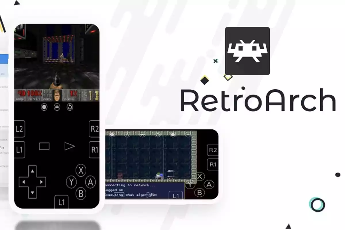 Imagen de la interfaz de RetroArch mostrando juegos en un dispositivo móvil.