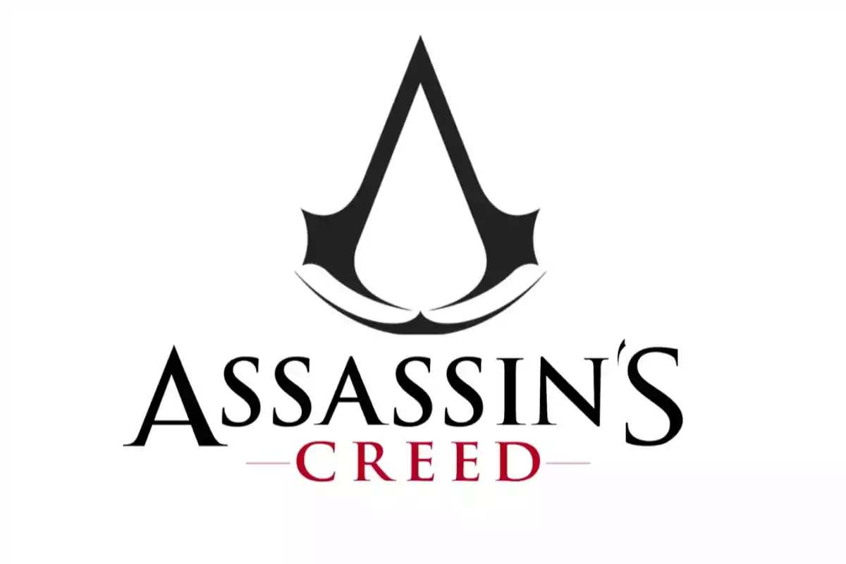 Assassin's Creed video game logo with a stylized black symbol on a white background. Assassin's Creed video game logo with a stylized black symbol on a white background.