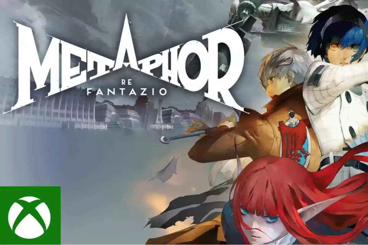 Cover of the video game Metaphor Re Fantazio with anime-style characters and the Xbox logo in the bottom left corner.