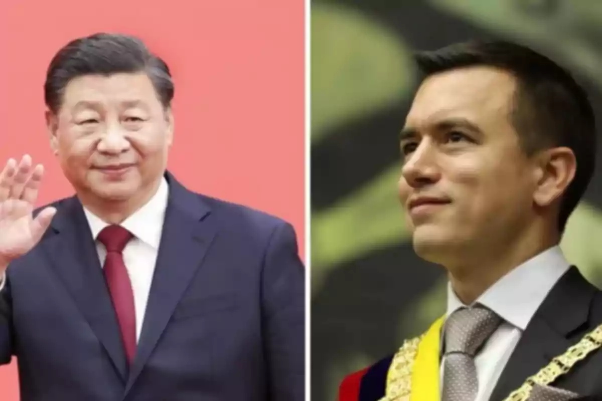 Two men in formal suits appear in a split image; one of them is waving and the other is wearing a presidential sash. Two men in formal suits appear in a split image; one of them is waving and the other is wearing a presidential sash.