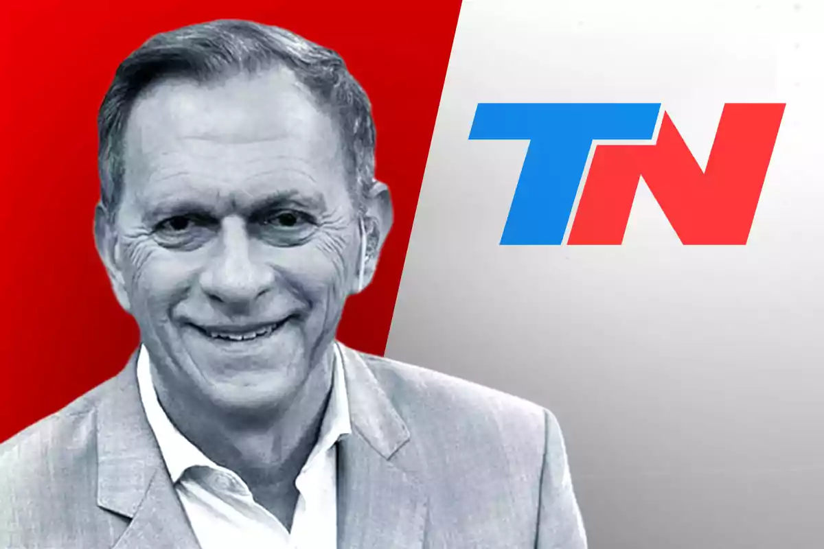 Marcelo Bonelli sonriendo con fondo rojo y logotipo de TN.