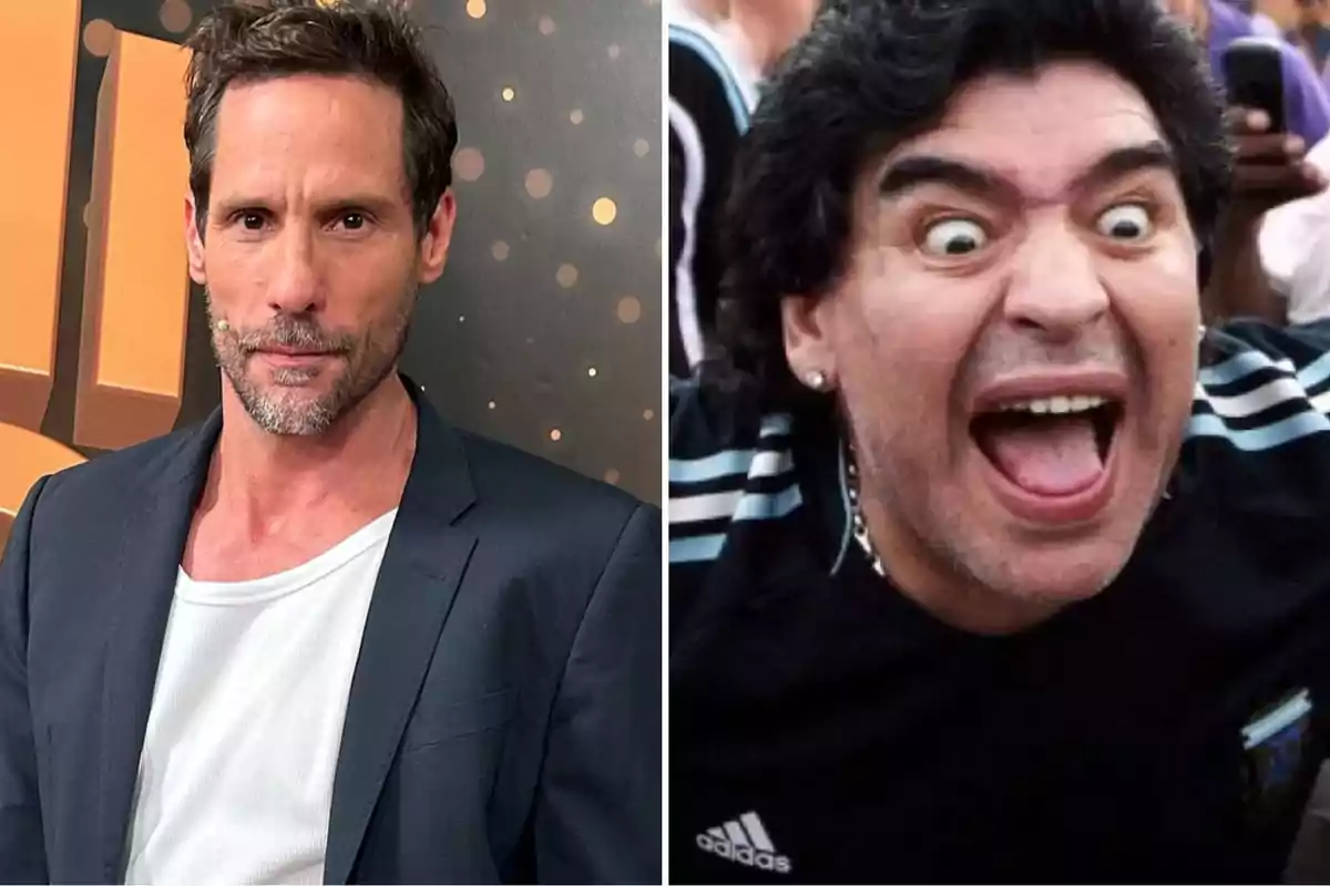 Dos hombres en una imagen dividida, uno con expresión seria y el otro con expresión entusiasta.