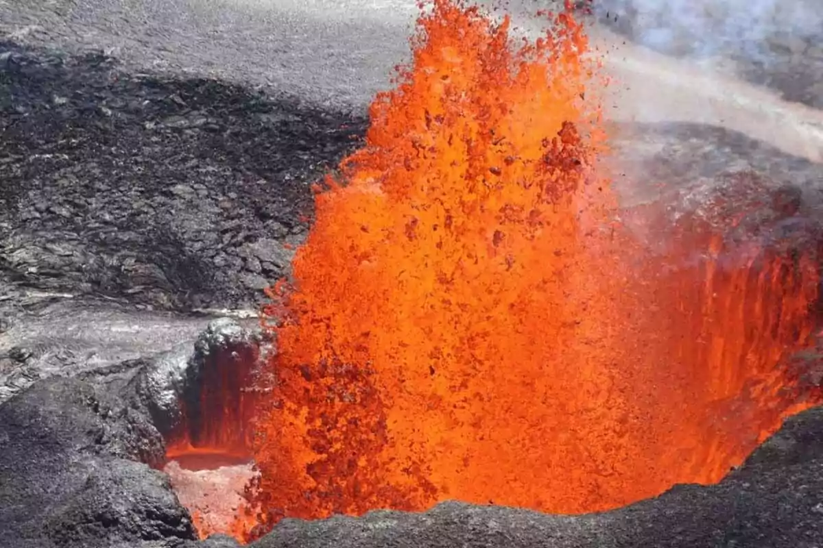 Eruption of burning lava coming out of a volcano. Eruption of burning lava coming out of a volcano.