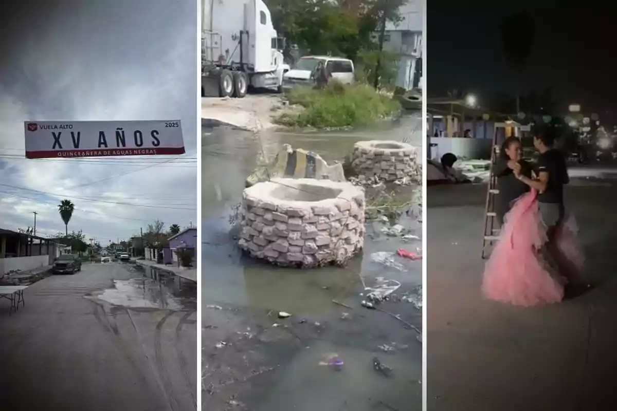 "Quinceañera de Aguas Negras": Así celebraron los reynosenses la inutilidad del alcalde Carlos Peña Ortiz ante una persistente fuga de aguas negras.