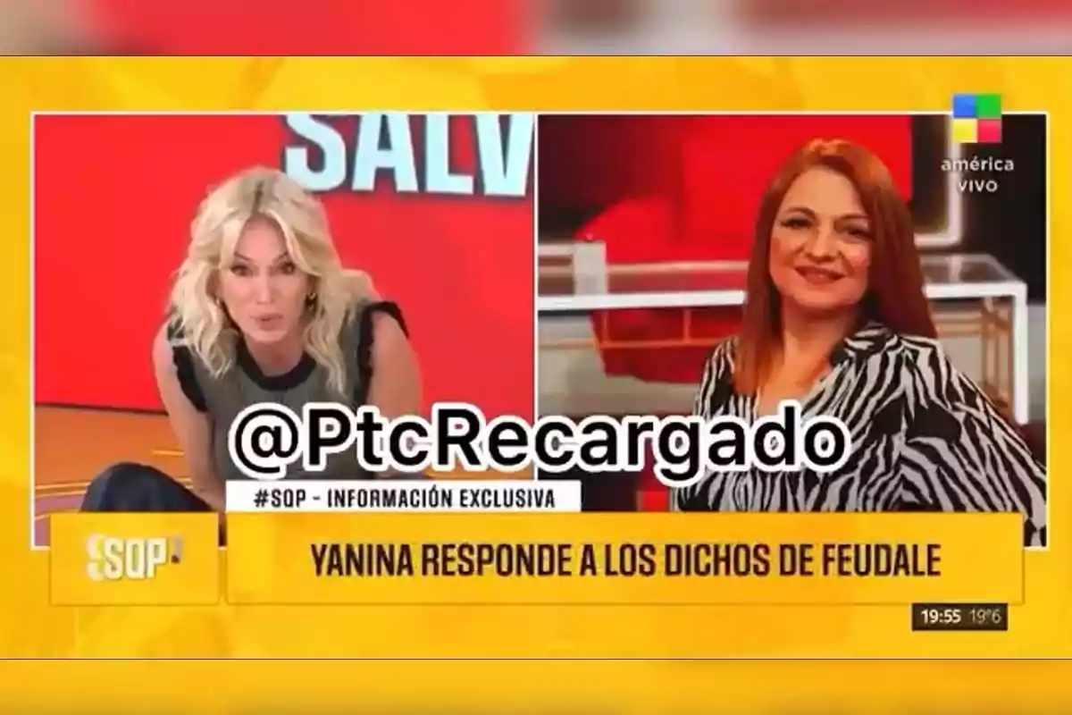 En la imagen se observa un programa de televisión con dos presentadoras en pantalla dividida, una rubia a la izquierda y otra de cabello rojo a la derecha, con un gráfico que dice En la imagen se observa un programa de televisión con dos presentadoras en pantalla dividida, una rubia a la izquierda y otra de cabello rojo a la derecha, con un gráfico que dice